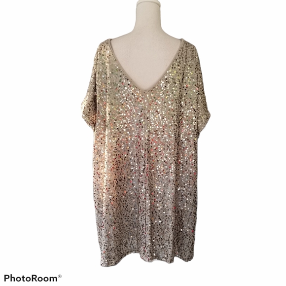 Roaman's Size 32W Silver Sequin Blouse - Picture 3 of 4